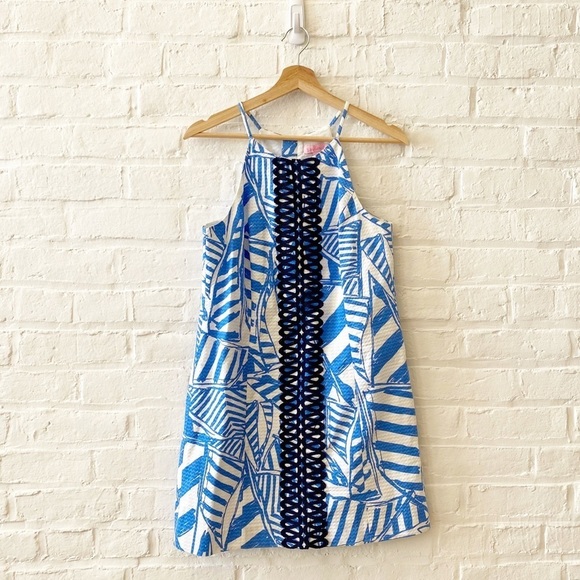 Lilly Pulitzer || Annabelle Shift Mini Dress Blue Bay Yacht 4 - Picture 1 of 7